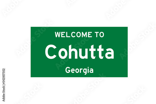 Cohutta, Georgia, USA. City limit sign on transparent background.  photo