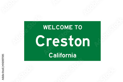 Creston, California, USA. City limit sign on transparent background.  photo