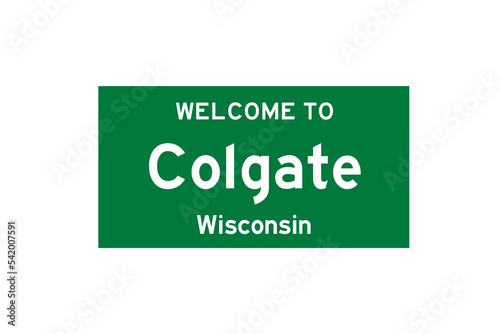 Colgate, Wisconsin, USA. City limit sign on transparent background.  photo