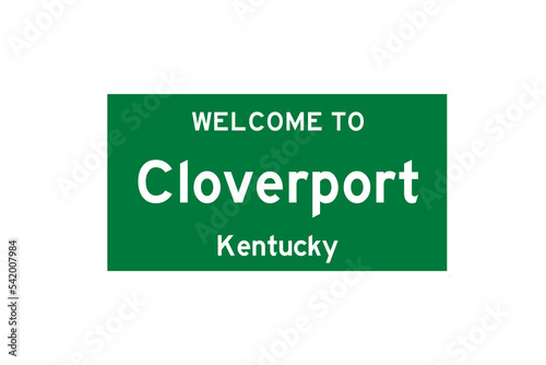 Cloverport, Kentucky, USA. City limit sign on transparent background.  photo