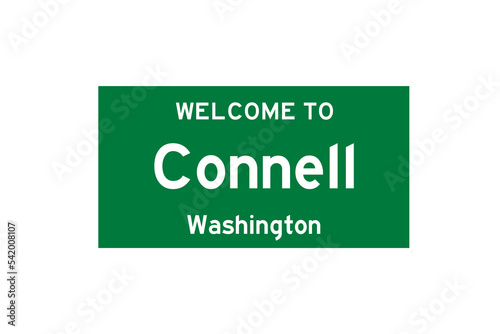 Connell, Washington, USA. City limit sign on transparent background.  photo