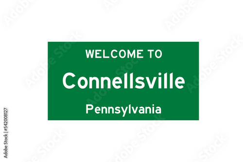 Connellsville, Pennsylvania, USA. City limit sign on transparent background.  photo