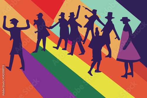 People expressing tolerance for lgbtq  pride  rainbow paraphernalia  illustration 