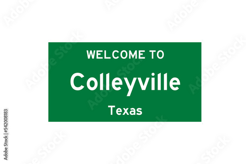 Colleyville, Texas, USA. City limit sign on transparent background.  photo