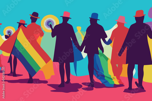 People tolerating lgbt community, parade, flags, lgbtq+ pride