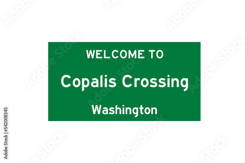 Copalis Crossing, Washington, USA. City limit sign on transparent background.  photo