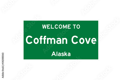 Coffman Cove, Alaska, USA. City limit sign on transparent background.  photo