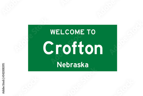 Crofton, Nebraska, USA. City limit sign on transparent background.  photo