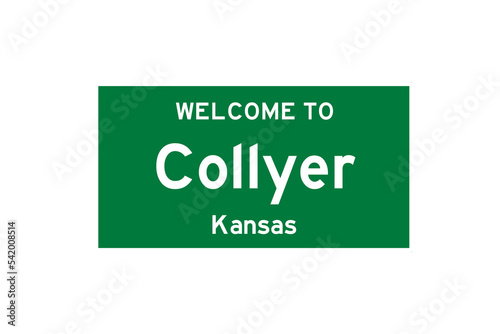 Collyer, Kansas, USA. City limit sign on transparent background.  photo