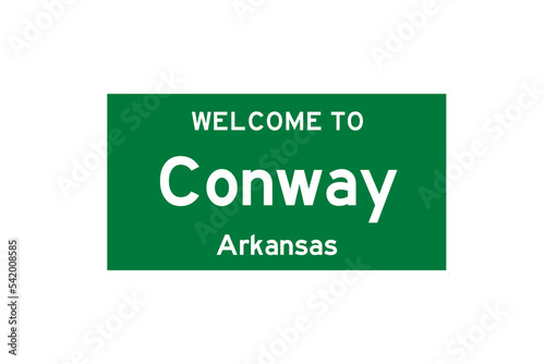 Conway, Arkansas, USA. City limit sign on transparent background.  photo