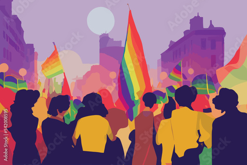 Lgbt people tolerance, parade, flags, balloons, lgbtq+ pride