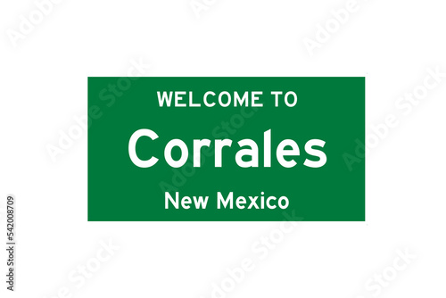Corrales, New Mexico, USA. City limit sign on transparent background.  photo