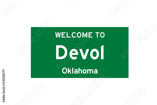 Devol, Oklahoma, USA. City limit sign on transparent background.  photo