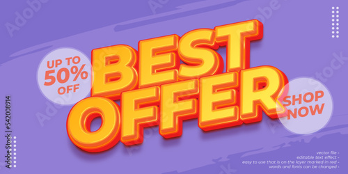 3d elegant promotion best offer banner on purple background