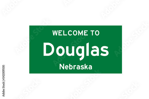 Douglas, Nebraska, USA. City limit sign on transparent background.  photo