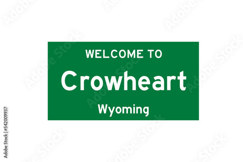 Crowheart, Wyoming, USA. City limit sign on transparent background.  photo