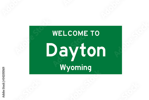 Dayton, Wyoming, USA. City limit sign on transparent background.  photo