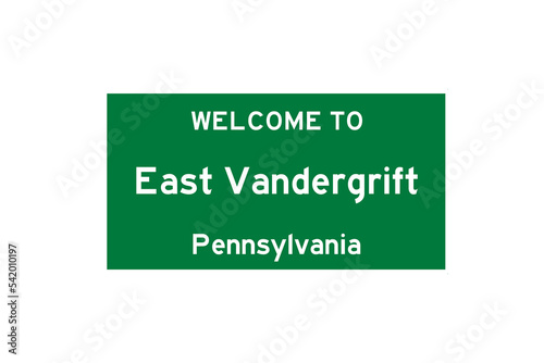 East Vandergrift, Pennsylvania, USA. City limit sign on transparent background.  photo