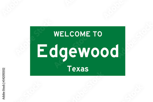 Edgewood, Texas, USA. City limit sign on transparent background.  photo