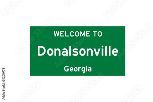 Donalsonville, Georgia, USA. City limit sign on transparent background.  photo