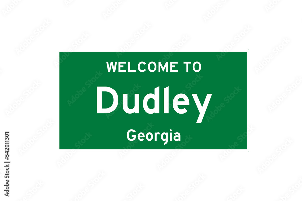 Dudley, Georgia, USA. City limit sign on transparent background. Dudley, Georgia, USA. City limit sign on transparent background.