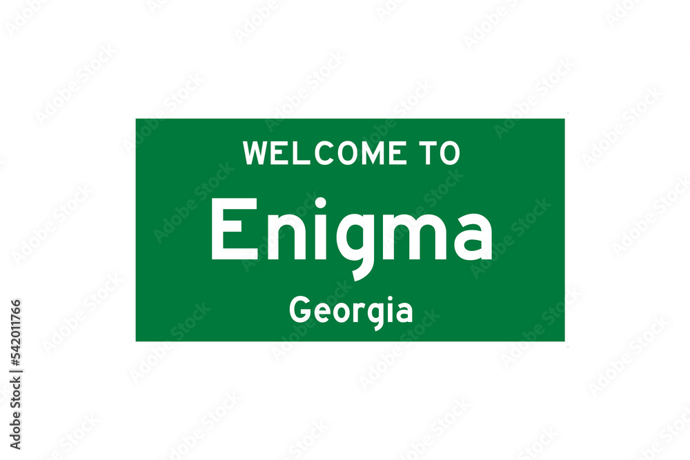 Enigma, Georgia, USA. City limit sign on transparent background. 
