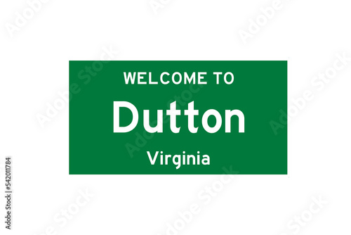 Dutton, Virginia, USA. City limit sign on transparent background.  photo