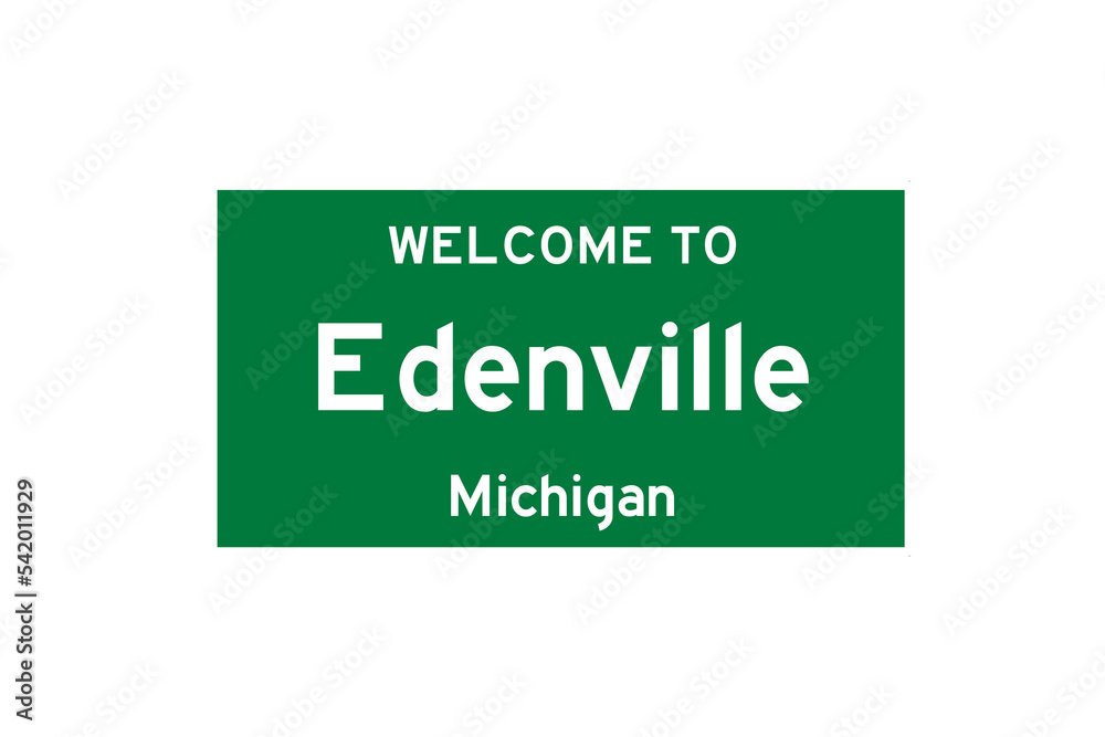 Edenville, Michigan, USA. City limit sign on transparent background. Edenville, Michigan, USA. City limit sign on transparent background.