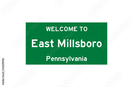 East Millsboro, Pennsylvania, USA. City limit sign on transparent background.  photo