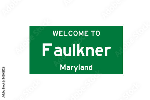 Faulkner, Maryland, USA. City limit sign on transparent background.  photo