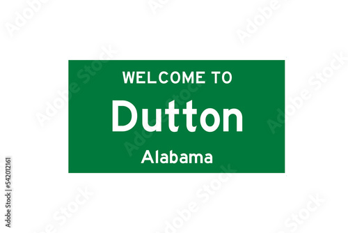 Dutton, Alabama, USA. City limit sign on transparent background.  photo
