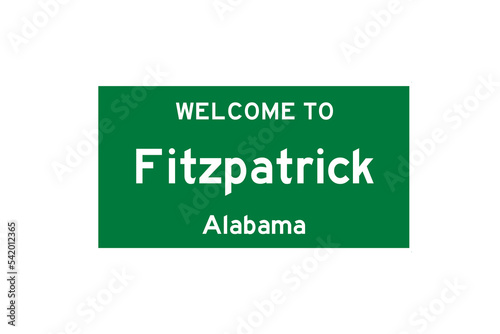 Fitzpatrick, Alabama, USA. City limit sign on transparent background.  photo