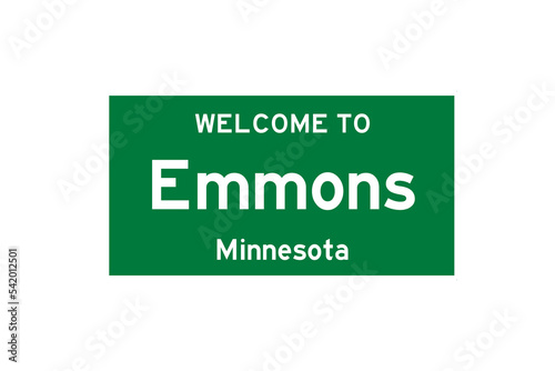 Emmons, Minnesota, USA. City limit sign on transparent background.  photo