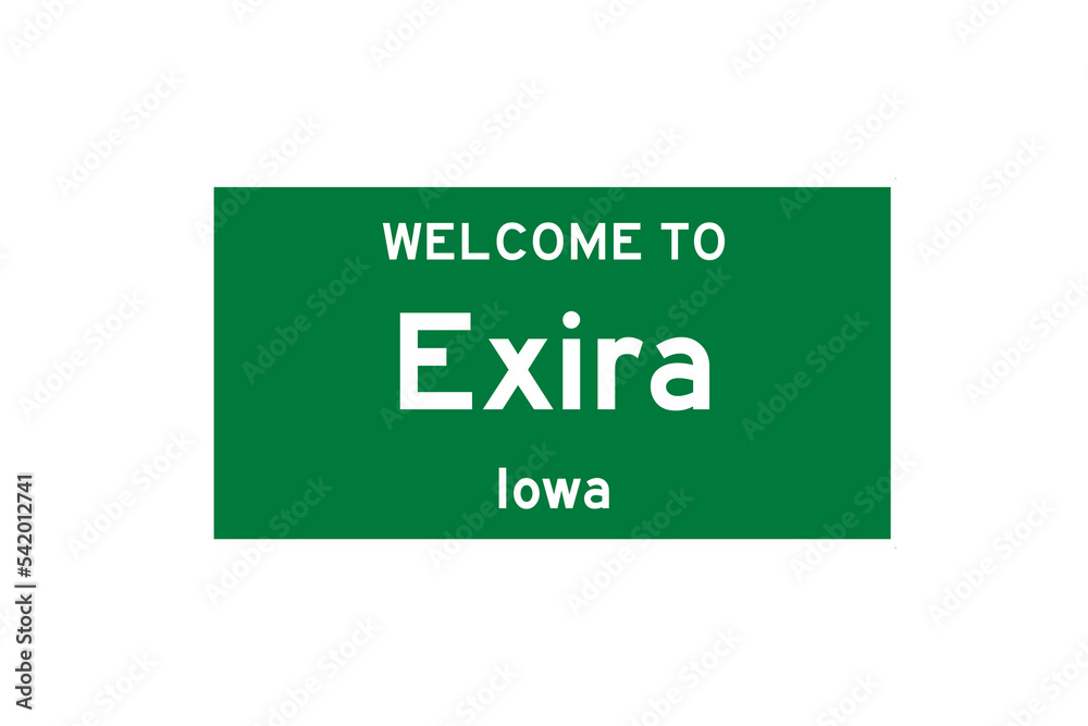 Exira, Iowa, USA. City limit sign on transparent background. Exira, Iowa, USA. City limit sign on transparent background.