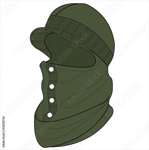 WOOLEN STIFF PANEL WOOLEN KNITTED BALACLAVA IN EDITABLE VECTOR
