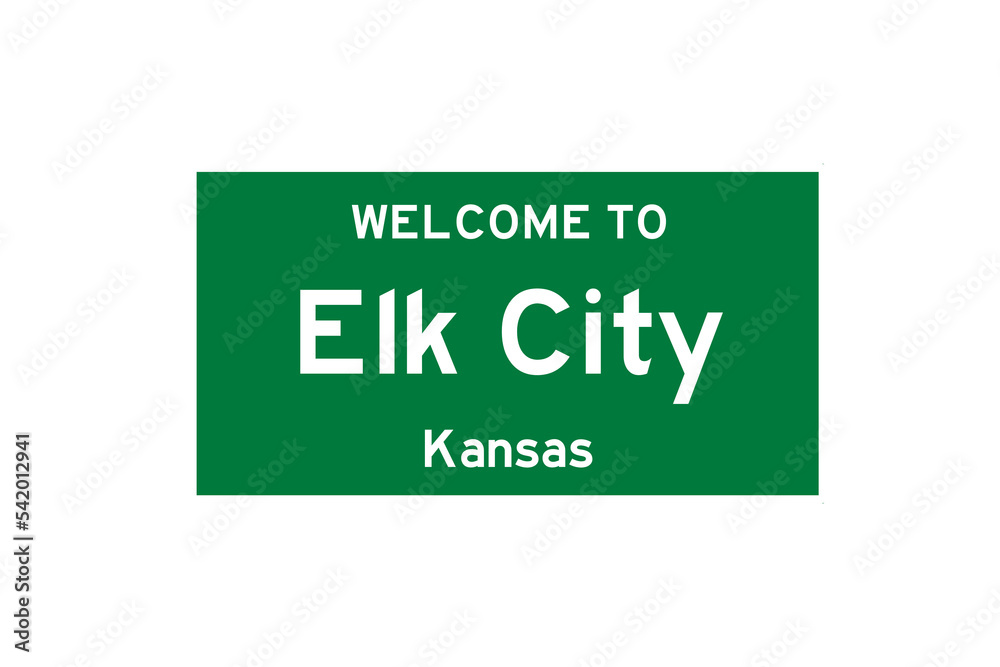 Elk City, Kansas, USA. City limit sign on transparent background. Elk City, Kansas, USA. City limit sign on transparent background.