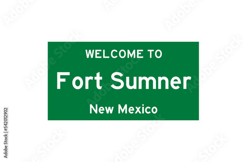 Fort Sumner, New Mexico, USA. City limit sign on transparent background.  photo