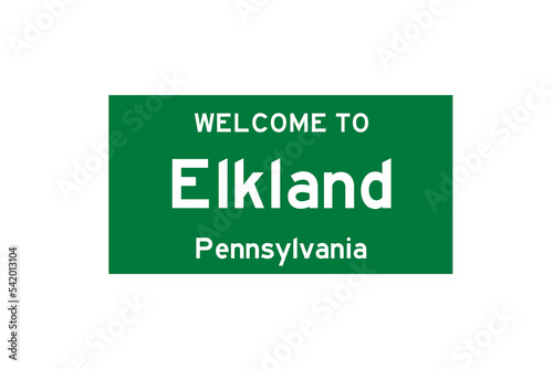 Elkland, Pennsylvania, USA. City limit sign on transparent background.  photo