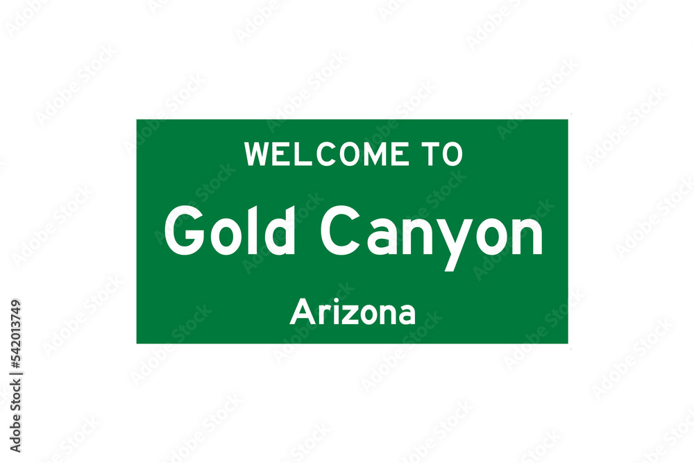 Gold Canyon, Arizona, USA. City limit sign on transparent background