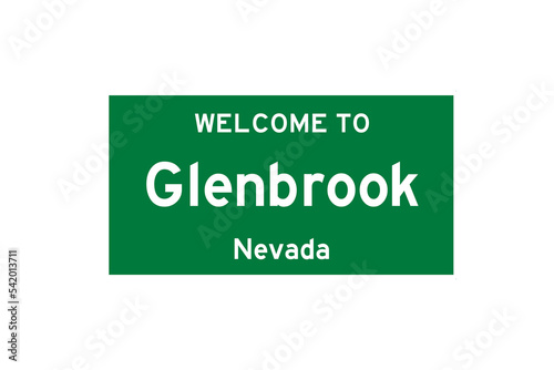 Glenbrook, Nevada, USA. City limit sign on transparent background. 