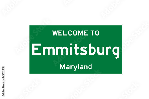 Emmitsburg, Maryland, USA. City limit sign on transparent background.  photo