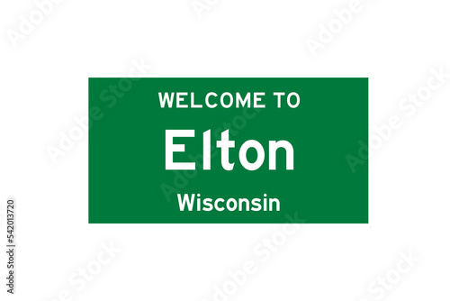 Elton, Wisconsin, USA. City limit sign on transparent background.  photo