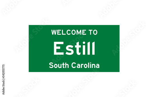 Estill, South Carolina, USA. City limit sign on transparent background.  photo