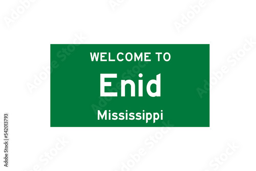 Enid, Mississippi, USA. City limit sign on transparent background.  photo