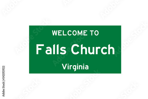 Falls Church, Virginia, USA. City limit sign on transparent background.  photo