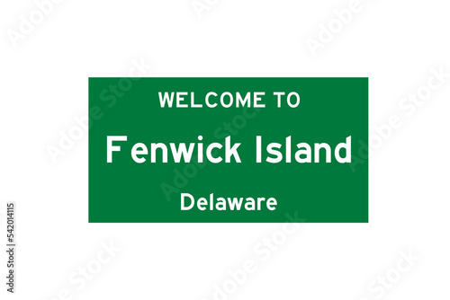 Fenwick Island, Delaware, USA. City limit sign on transparent background.  photo