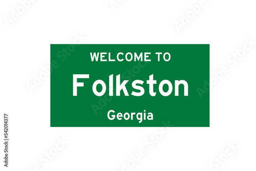 Folkston, Georgia, USA. City limit sign on transparent background.  photo
