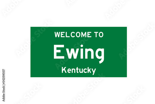 Ewing, Kentucky, USA. City limit sign on transparent background.  photo