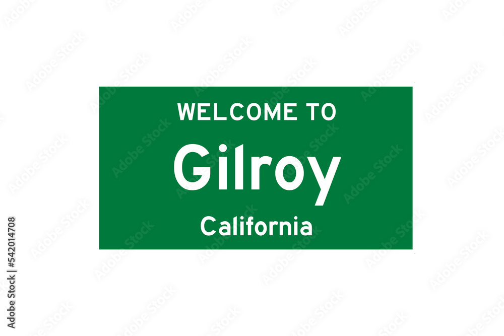 Gilroy, California, USA. City limit sign on transparent background. Gilroy, California, USA. City limit sign on transparent background.