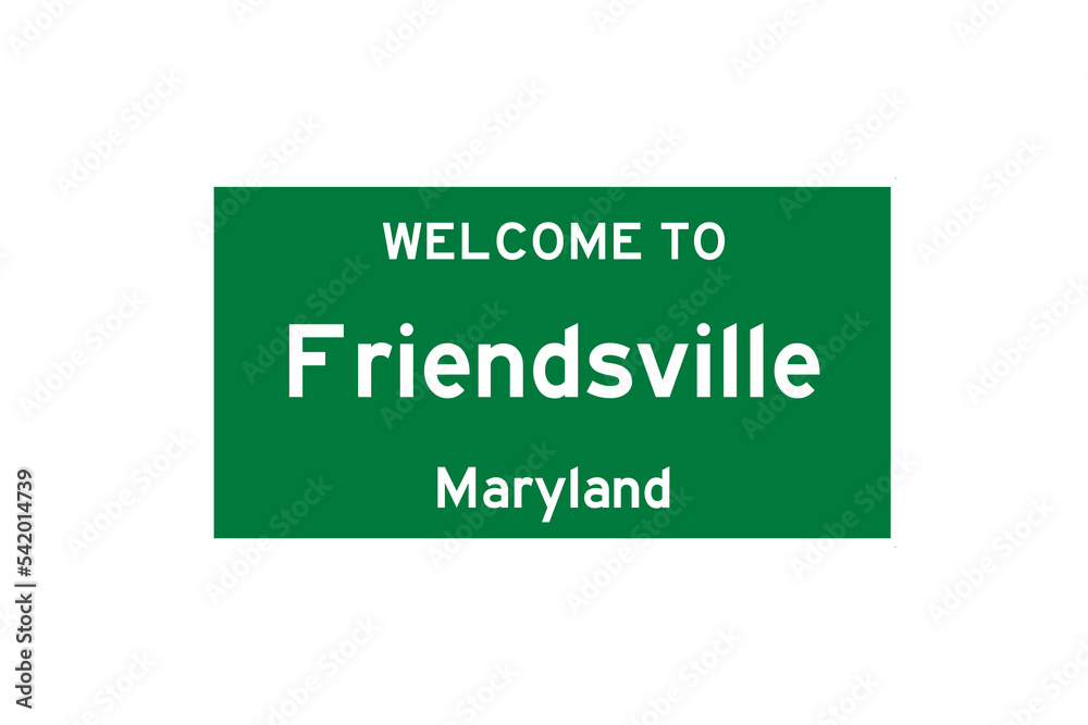 Friendsville, Maryland, USA. City limit sign on transparent background. Friendsville, Maryland, USA. City limit sign on transparent background.
